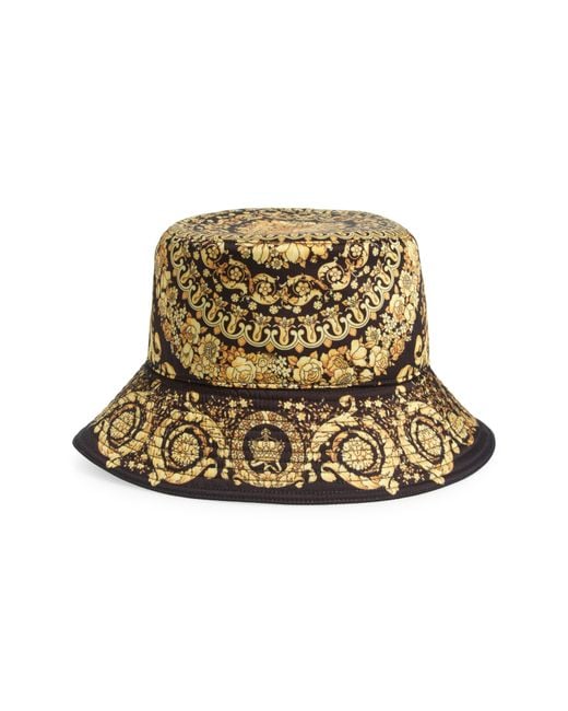 Versace Metallic Barocco Drill Bucket Hat for men