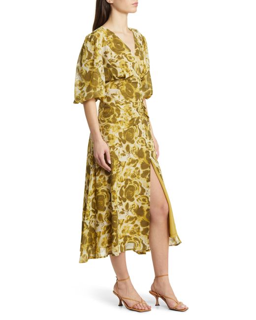 Chelsea28 Yellow Forget Me Not Gathered Waist Dress