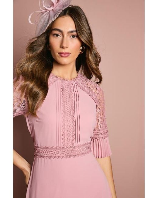 Coast Pink Lace Insert Midi Dress