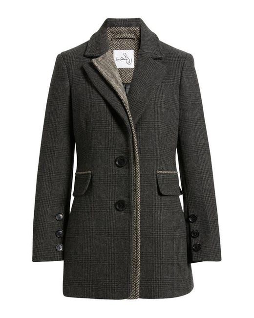 Sam Edelman Black Houndstooth Layered Wool Blend Coat