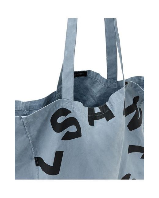 AllSaints Blue Large Tierra Canvas Tote Bag