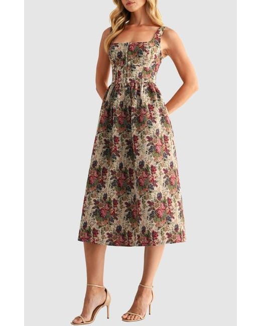 Mila + Mate Tapestry Corset Fit & Flare Midi Dress | Lyst