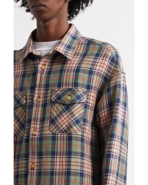 Visvim Blue Lumber Check Wool & Linen Button-Up Shirt for men