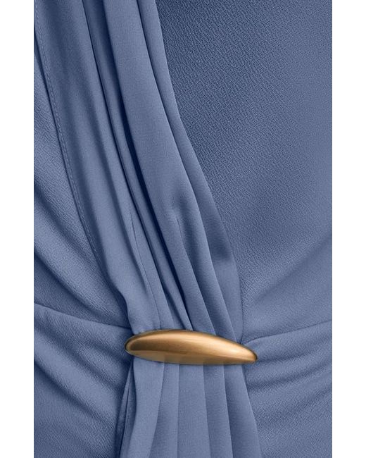 Donna Karan Blue Wrap Front Long Sleeve Top