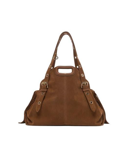Maje Brown Suede Miss M Xl Bag