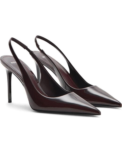 Mango Black Mica Pointed Toe Slingback Pump