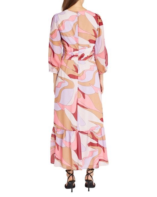 DONNA MORGAN FOR MAGGY Red Balloon Sleeve Maxi Dress