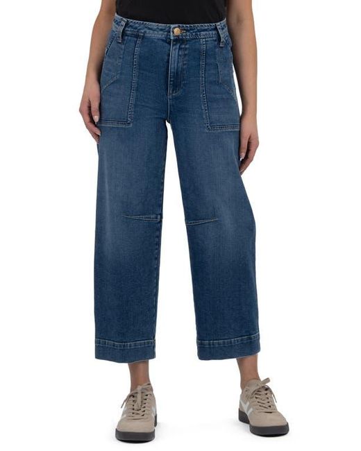 Kut From The Kloth Blue Ashton High Waist Crop Wide Leg Barrel Jeans