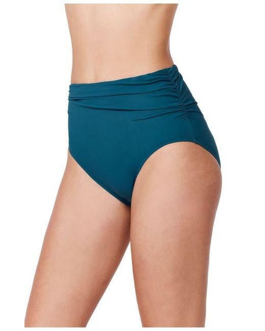 Gottex Blue Tutti Frutti Shirred High Waist Swim Bottom