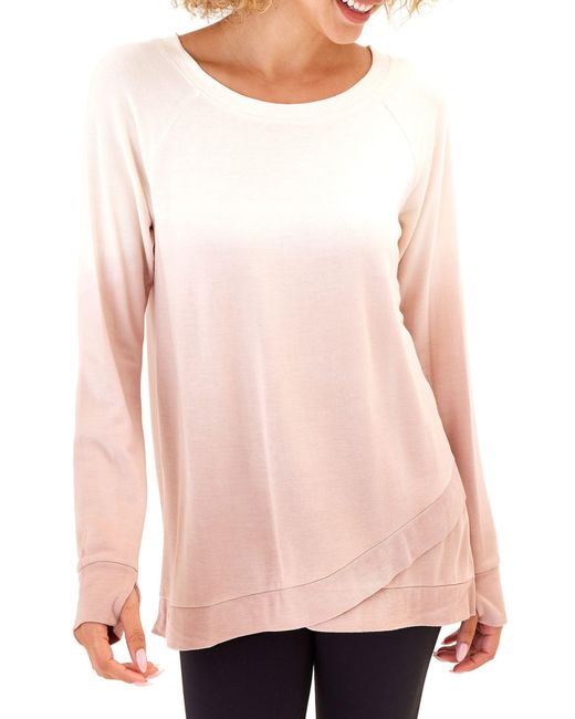 Threads For Thought Pink Leanna Gradient Feather Fleece Long Sleeve Top