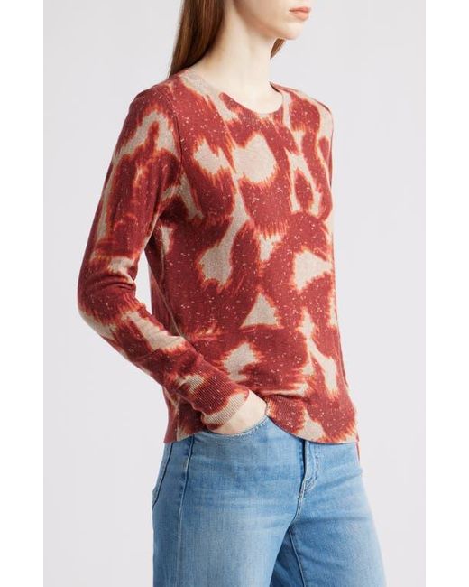 NIC+ZOE Red Abstract Animal Print Supersoft Sweater