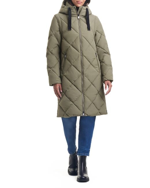 Sanctuary Longline Hooded Puffer Coat With Removable Sleeves in Natural