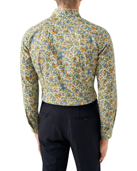 Eton of Sweden Green Slim Fit Floral Cotton Dress Shirt for men