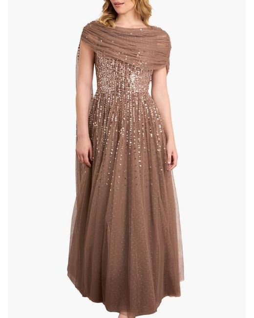 Needle & Thread Brown Moonlight Sequin Draped Gown