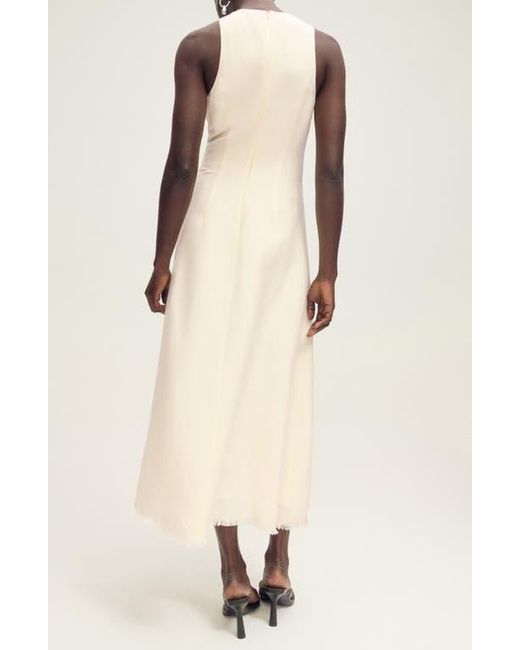 Mango Natural Frayed Hem Linen A-Line Dress