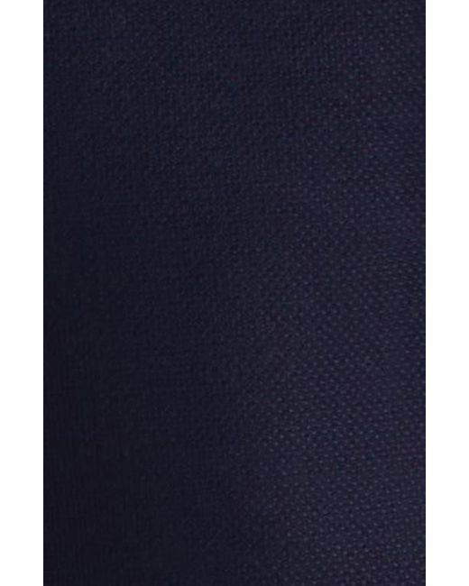 Thom Sweeney Blue Flat Front Wool Hopsack Pants for men