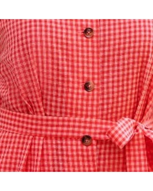 Yumi' Red Gingham Button Through Jumpsuit