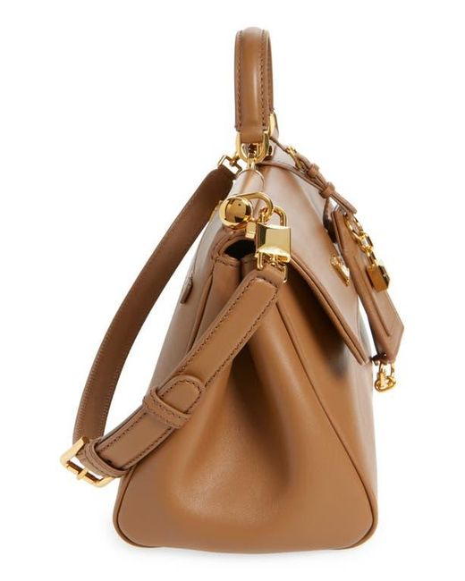 Dolce & Gabbana Brown My Sicily East/West Plongé Leather Top Handle Bag