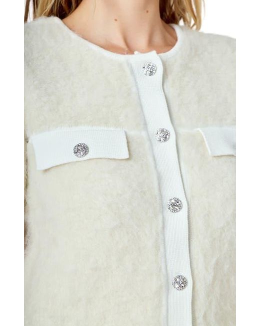 Endless Rose White Rhinestone Button Cardigan