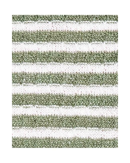 Theory Green Stripe Short Sleeve Linen & Cotton Blend Crewneck Sweater for men