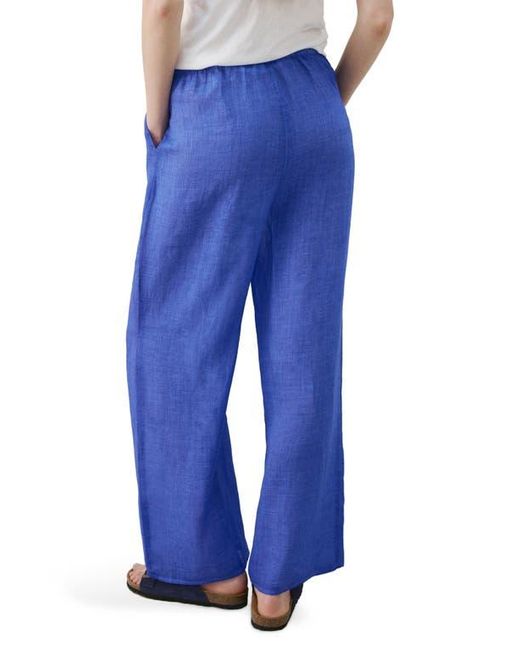 Mango Blue Ramie Drawstring Pants