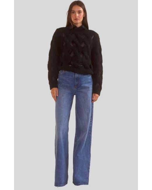 Cynthia Rowley Blue Open Knit Sweater