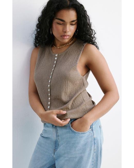 Mango Brown Contrast Button-Up Tank