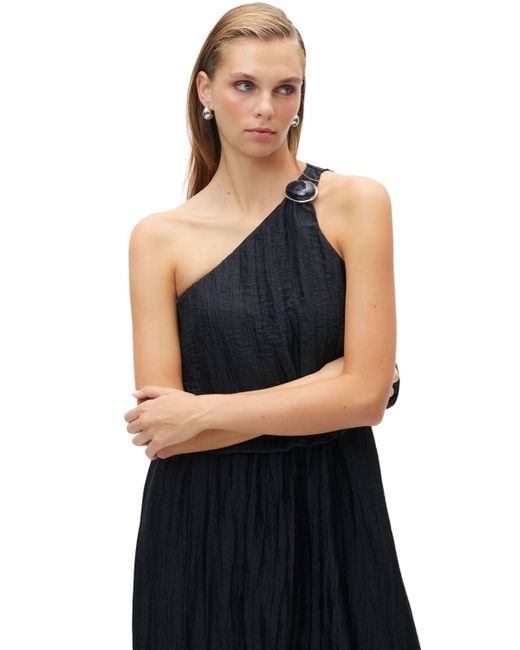 Nocturne Blue One Shoulder Dress With Accessory Detail