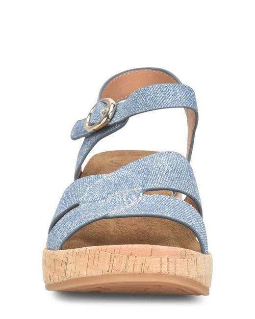 Söfft Blue Capri Ankle Strap Platform Sandal