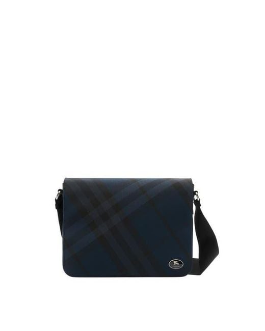 Burberry Blue Grid Messenger Bag for men