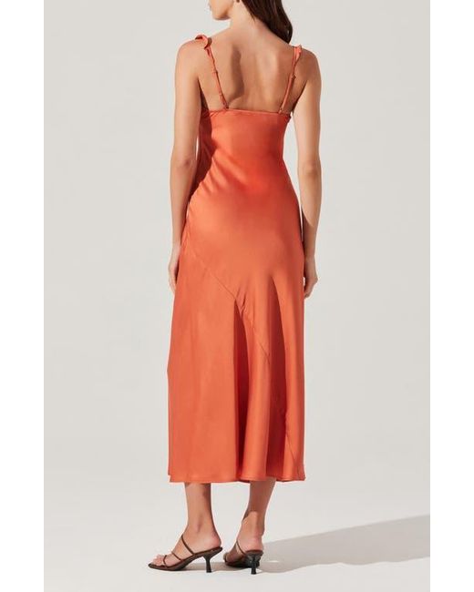 Astr Red Zoie Ruffle Neck Satin Slipdress