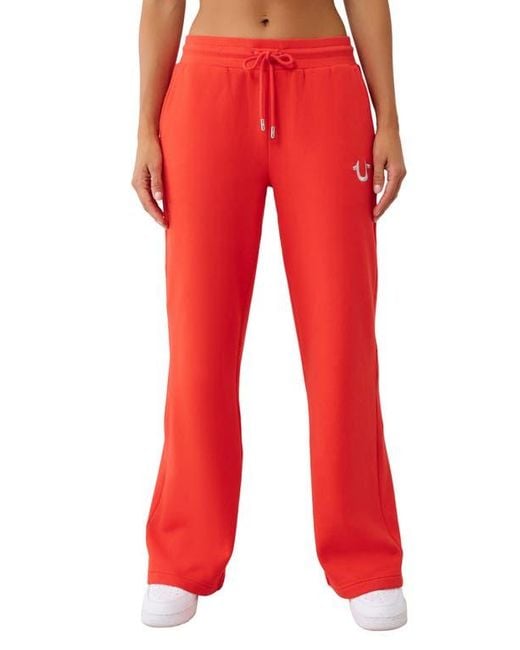 True Religion Red Drawstring Horseshoe Sweatpants