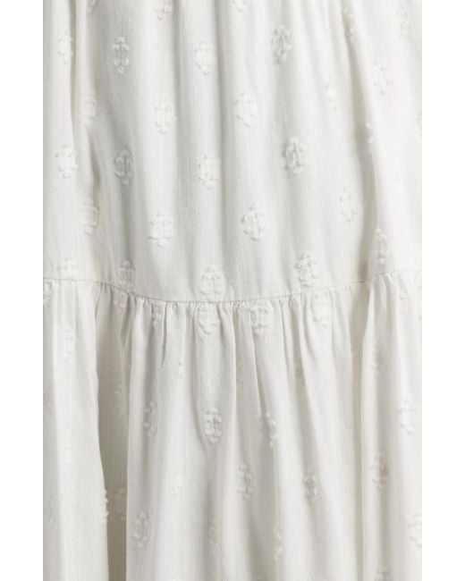 Treasure & Bond White Shirred Cotton Blend Jacquard Sundress