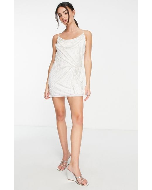 Asos white hotsell beaded dress