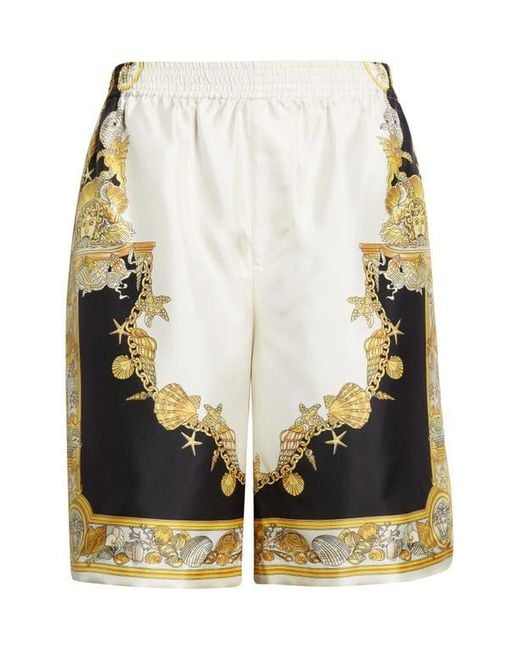 Versace Multicolor Coral Theatre Silk Shorts for men