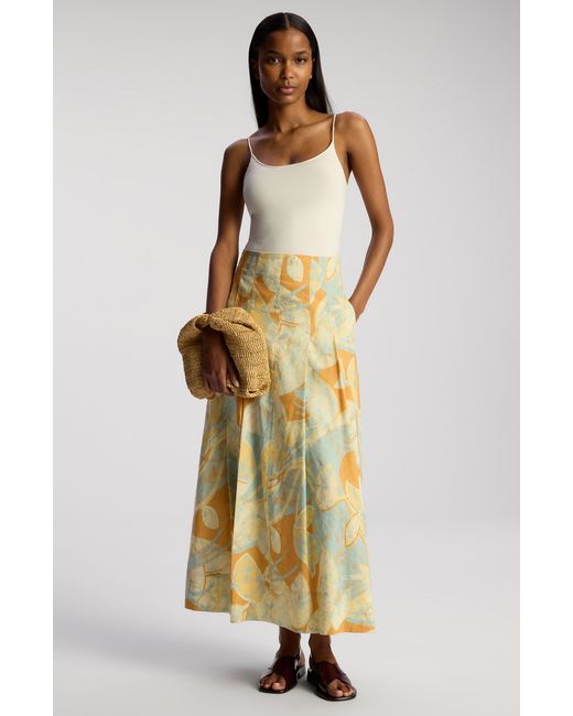 A.L.C. Yellow A. L.c. Eve Pleated Linen Blend Maxi Skirt