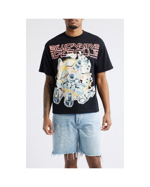 BBCICECREAM Men's Blue Abandon Planet Cotton Graphic T-Shirt