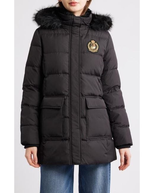 Ralph Lauren Black Crest Patch Down & Feather Fill Hooded Coat