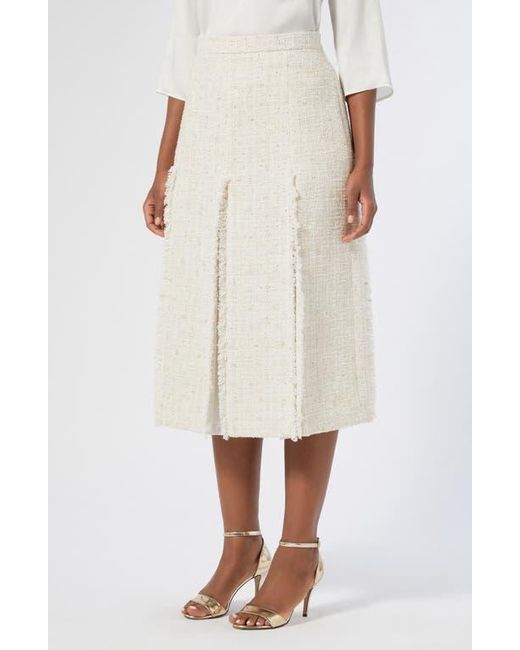 Marina Rinaldi Natural Eburnea Metallic Tweed Mixed Media Skirt
