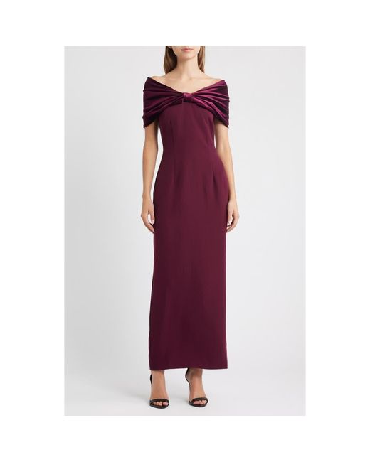 Sonya Moda Purple Belluno Off The Shoulder Column Gown
