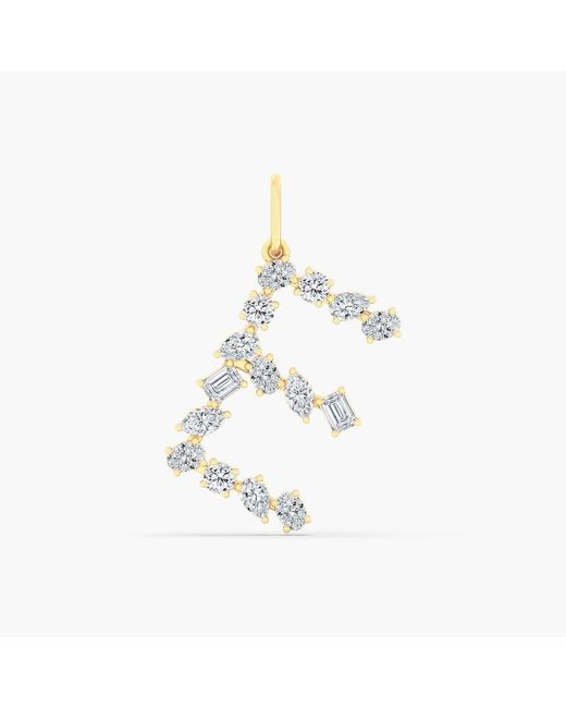 Everlee White Multi-Shape Letter E Lab Diamond Charm
