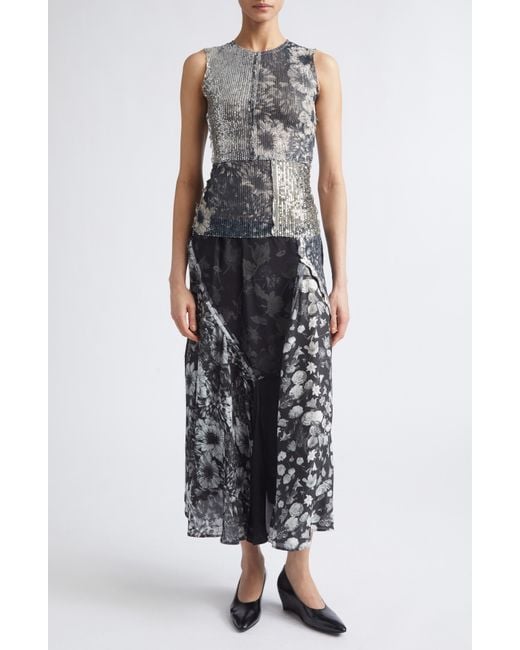 Maison Margiela Black Sequin & Floral Patchwork Skirt