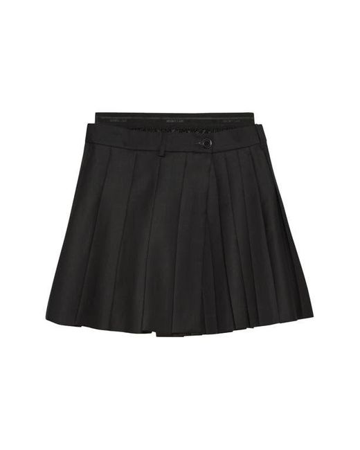 Helmut Lang Black Pleated Wool Skort