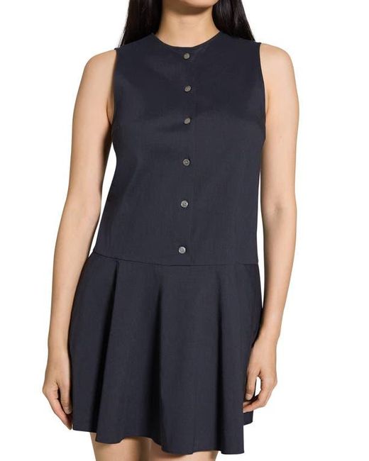 Theory Blue Sleeveless Linen Blend Minidress
