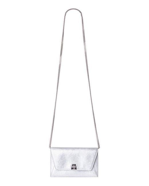 Akris Metallic Anouk Lizard Embossed Leather Envelope Wallet On A Chain