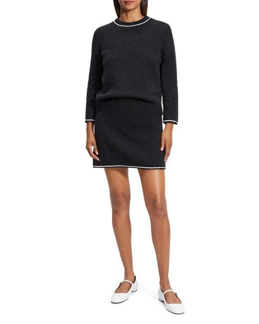 Theory Black Felted Tweed Wool & Cashmere Miniskirt