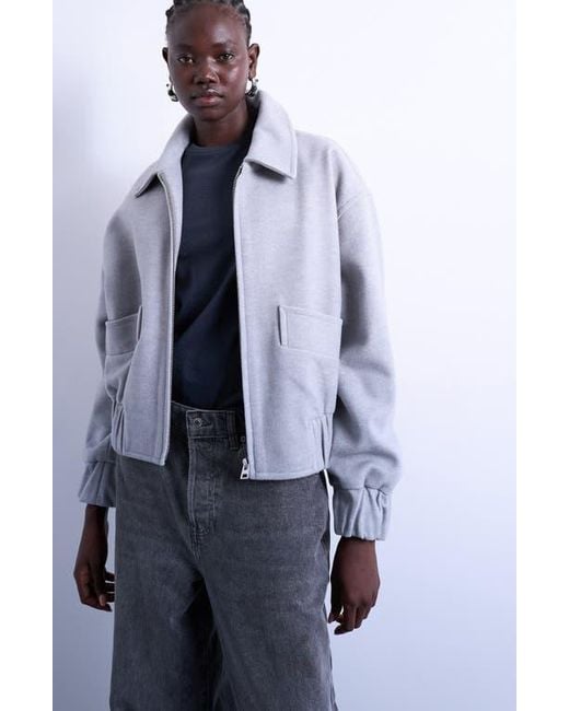 TOPSHOP Blue Crop Bomber Jacket