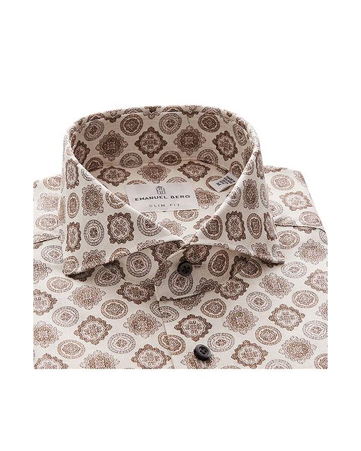 Emanuel Berg Brown Medallion Print Dobby Button-up Shirt for men