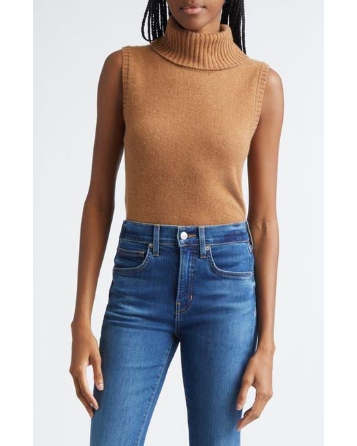 Veronica Beard Brown Mazzy Sleeveless Cashmere Turtleneck Sweater