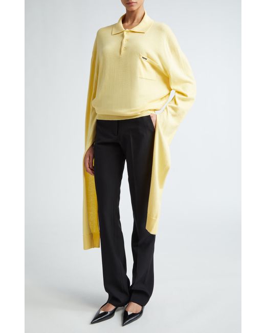 Coperni Yellow Knot Sleeve Cotton Polo Sweater